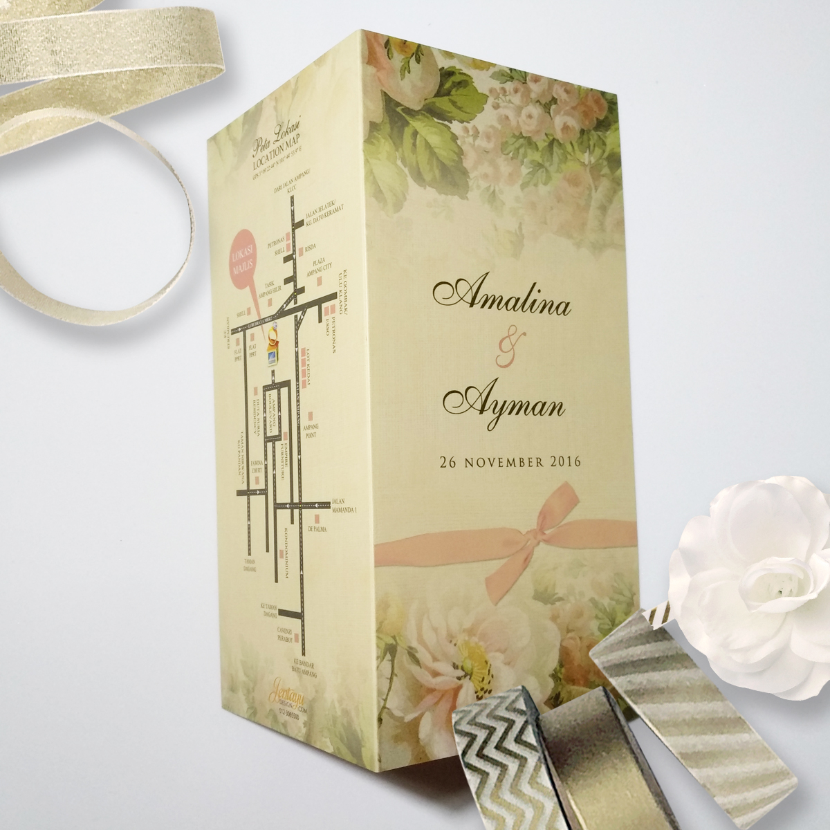 jentayu design kad kahwin warna penuh berlipat 2DL 4x8 full colour color folded wedding cards malaysia romance A